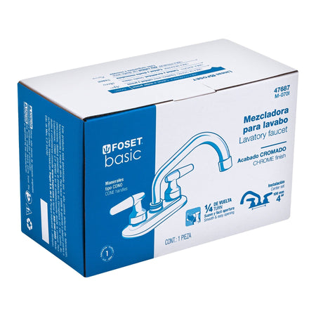 Mezcladora 4" para lavabo cuello tubular manerales cono