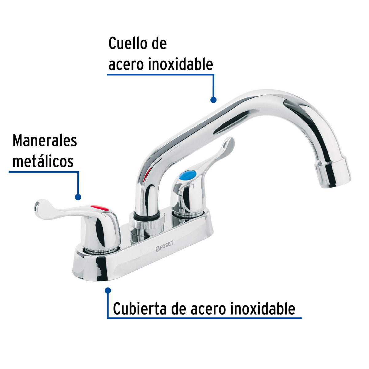 Mezcladora 4" para lavabo tubular manerales palanca