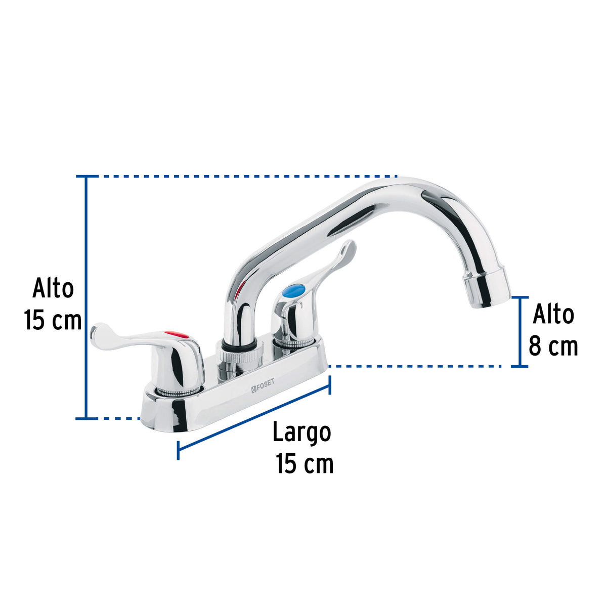 Mezcladora 4" para lavabo tubular manerales palanca