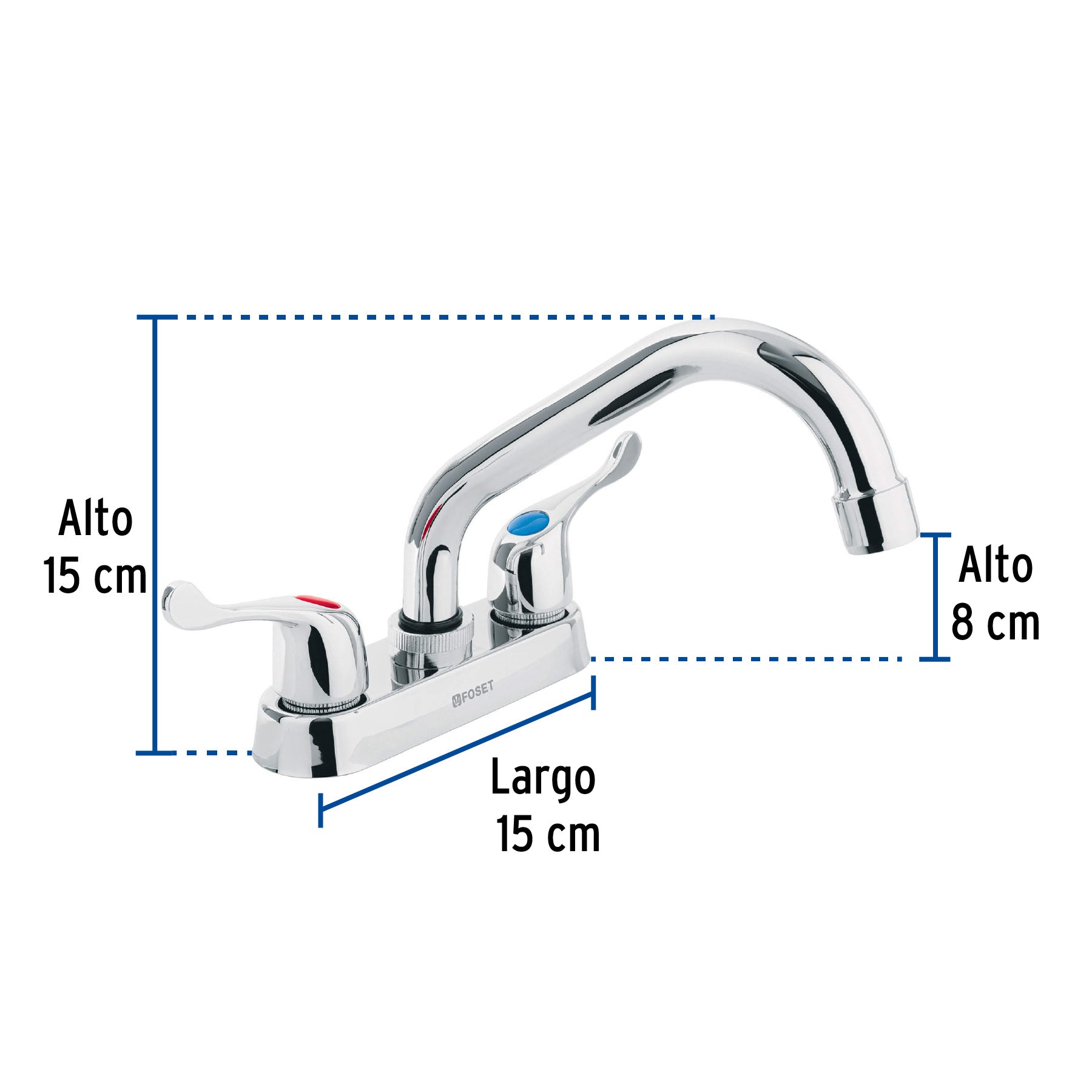 Mezcladora 4" para lavabo tubular manerales palanca