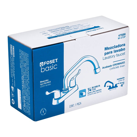 Mezcladora 4" para lavabo tubular manerales palanca