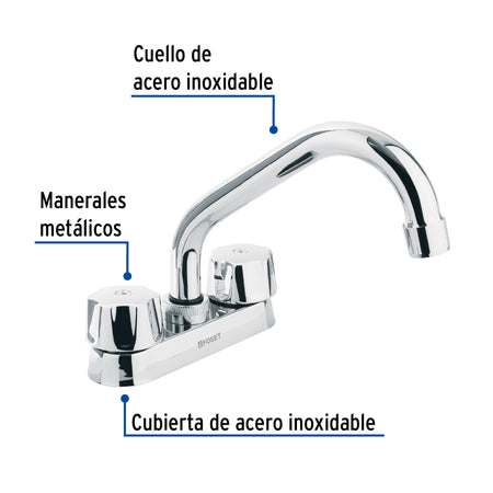 Mezcladora 4" para lavabo tubular cartucho ceramico