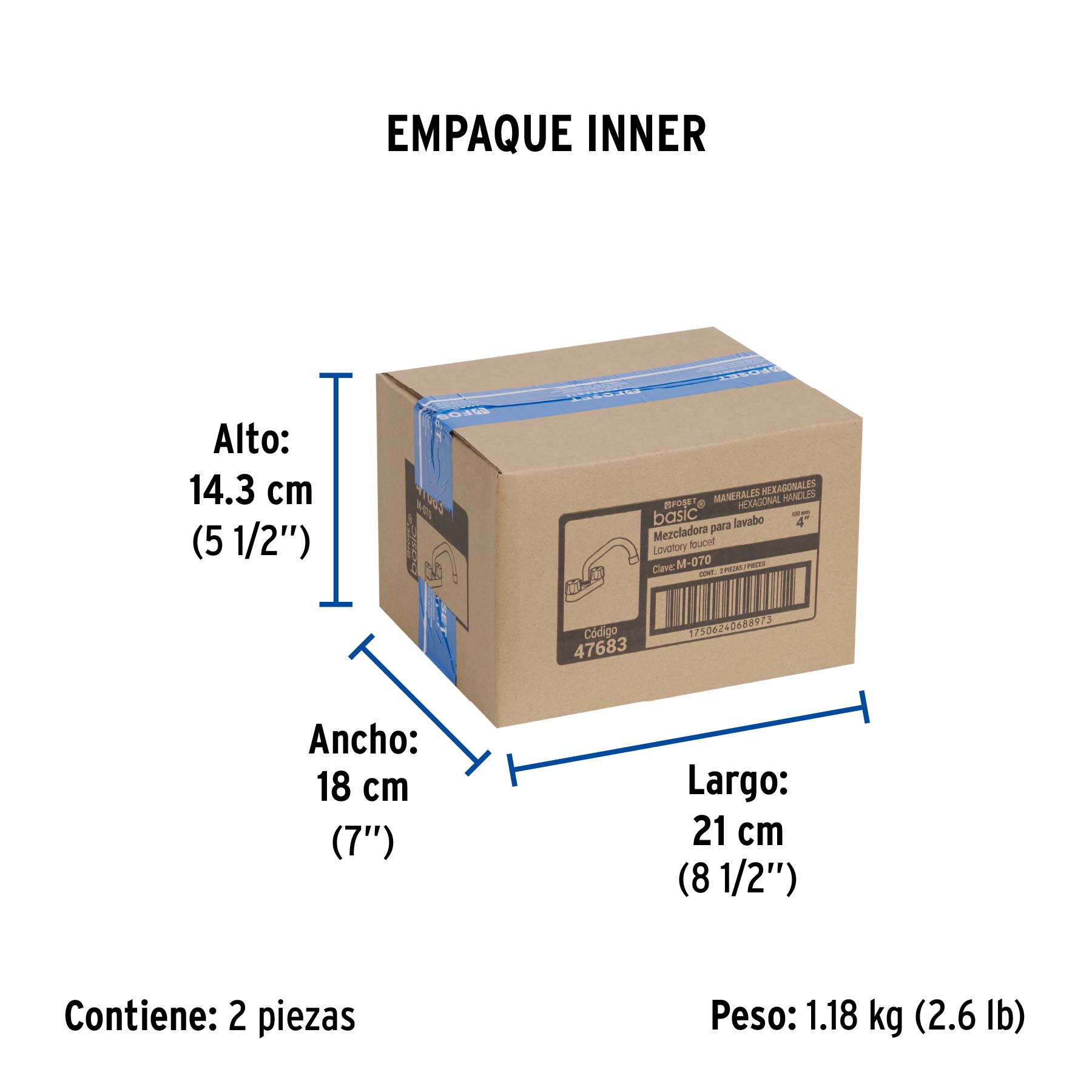 Mezcladora 4" para lavabo tubular cartucho ceramico