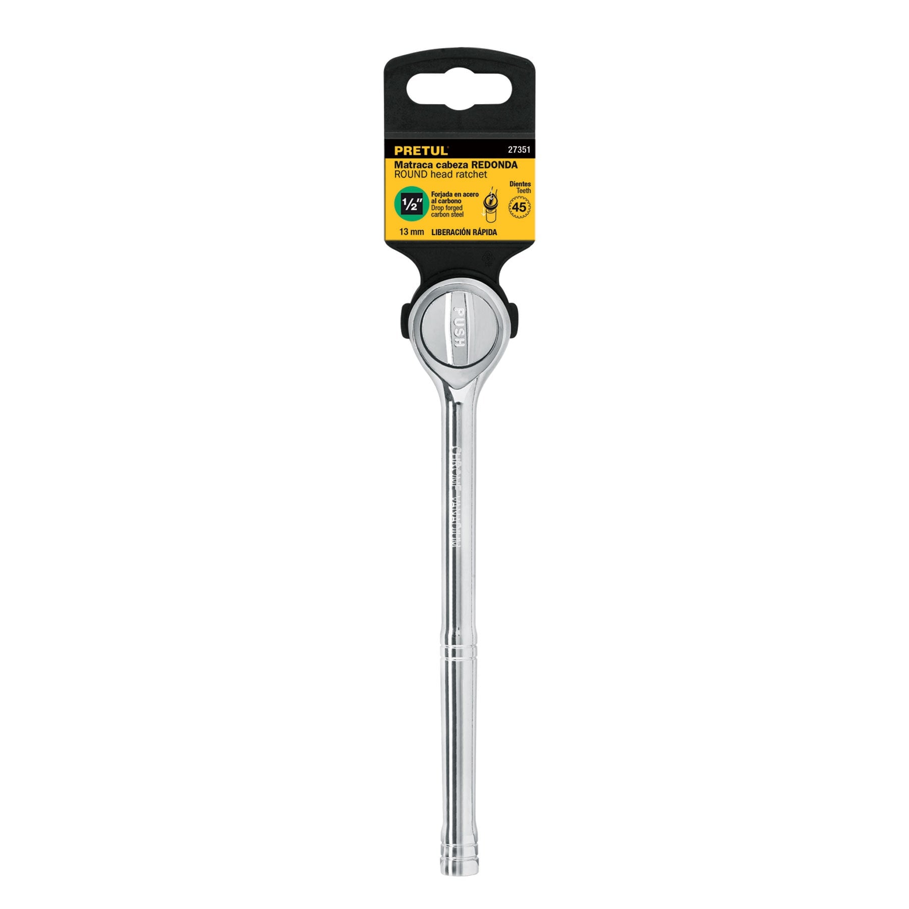 Matraca cuadro 1/2" liberacion rapida cabeza redonda Pretul
