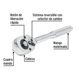 Matraca cuadro 1/2' cabeza de pera liberación rápida, Pretul 1/2'