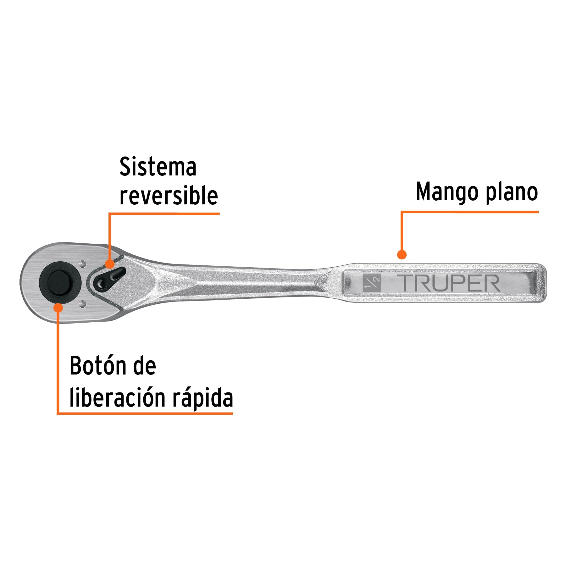 Matraca liberacion rapida 72 dientes cuadro 1/2" Truper