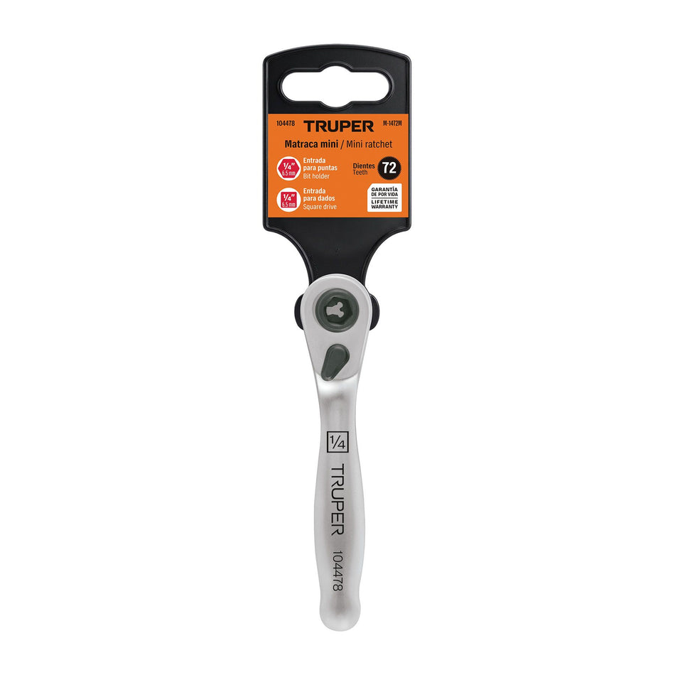Matraca mini cuadro 1/4" para puntas y dados, TRUPER