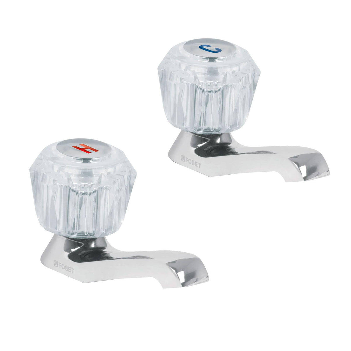 Juego 2 llaves individuales para lavabo manerales acrilico