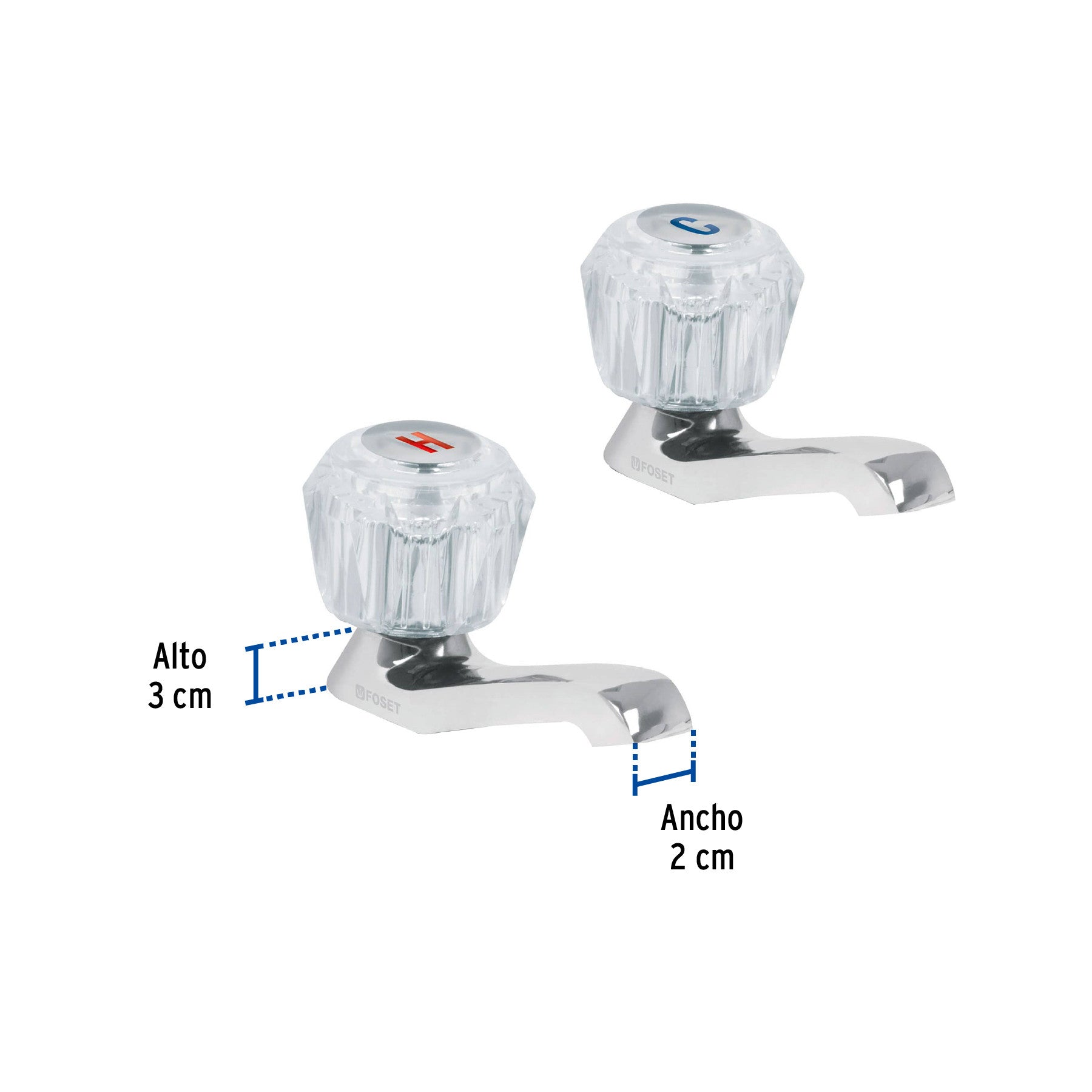 Juego 2 llaves individuales para lavabo manerales acrilico