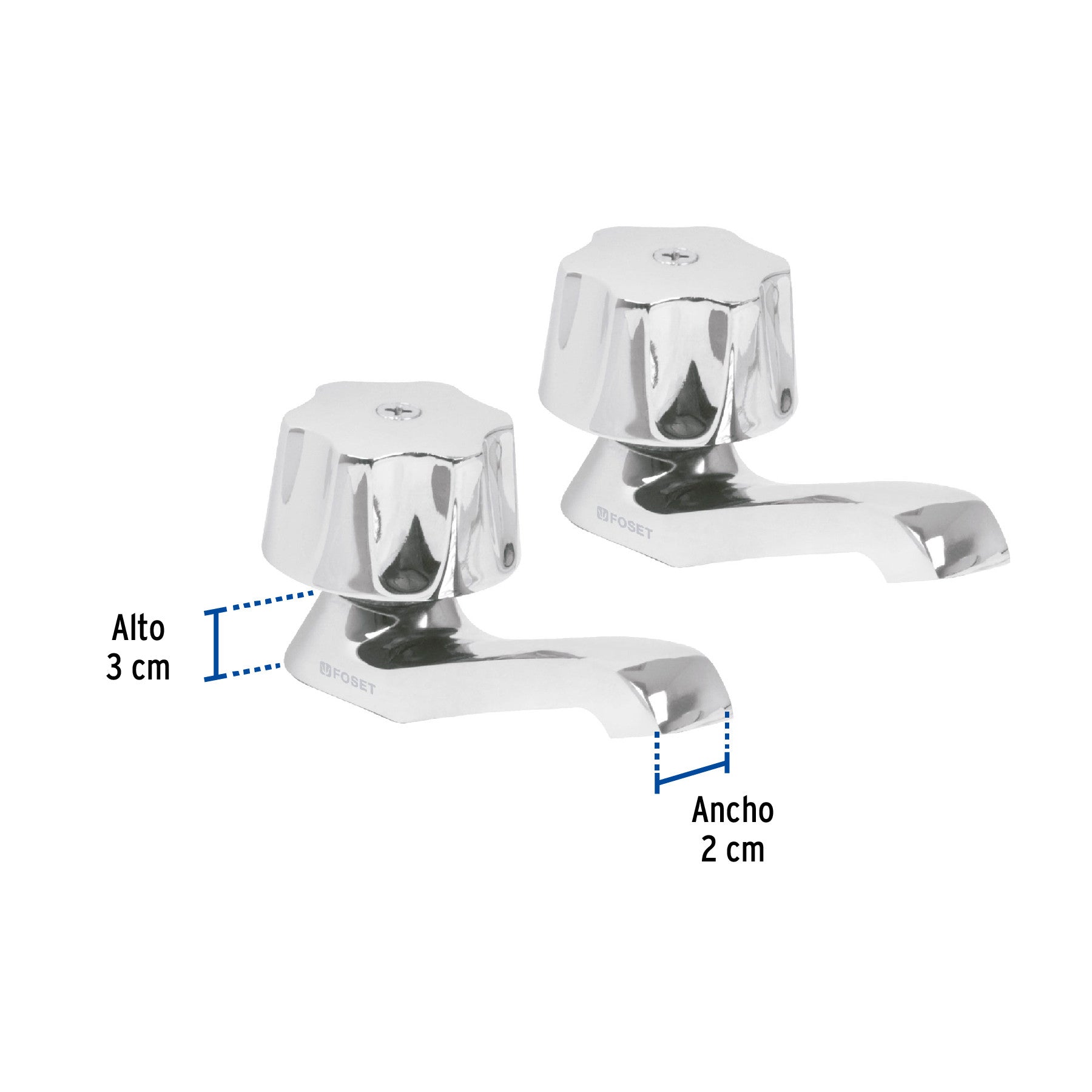 Juego 2 llaves individuales para lavabo manerales metalicos
