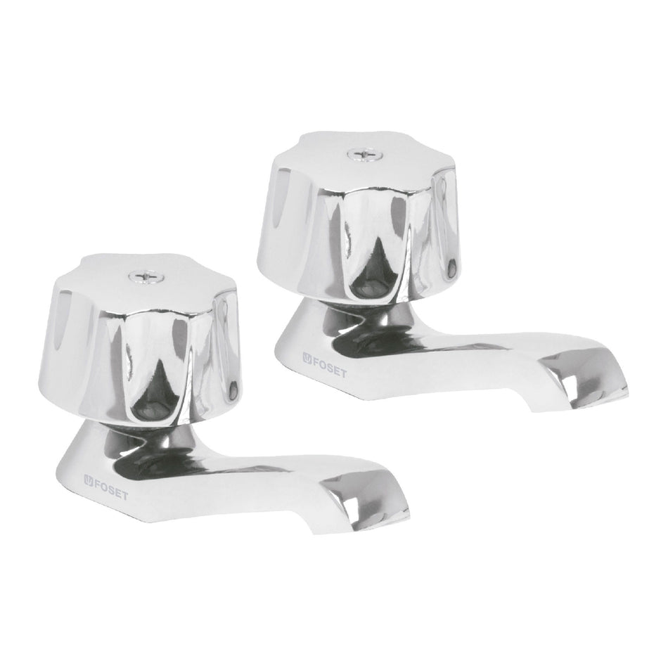 Juego 2 llaves individuales para lavabo manerales metalicos