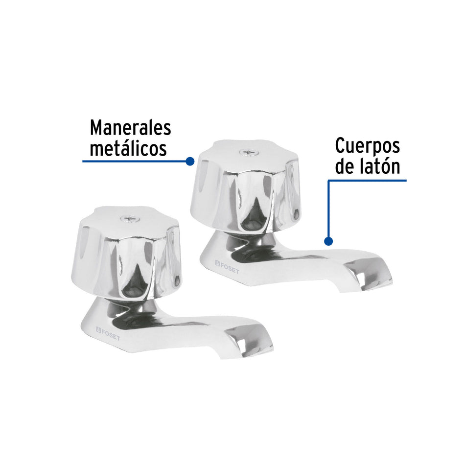 Juego 2 llaves individuales para lavabo manerales metalicos