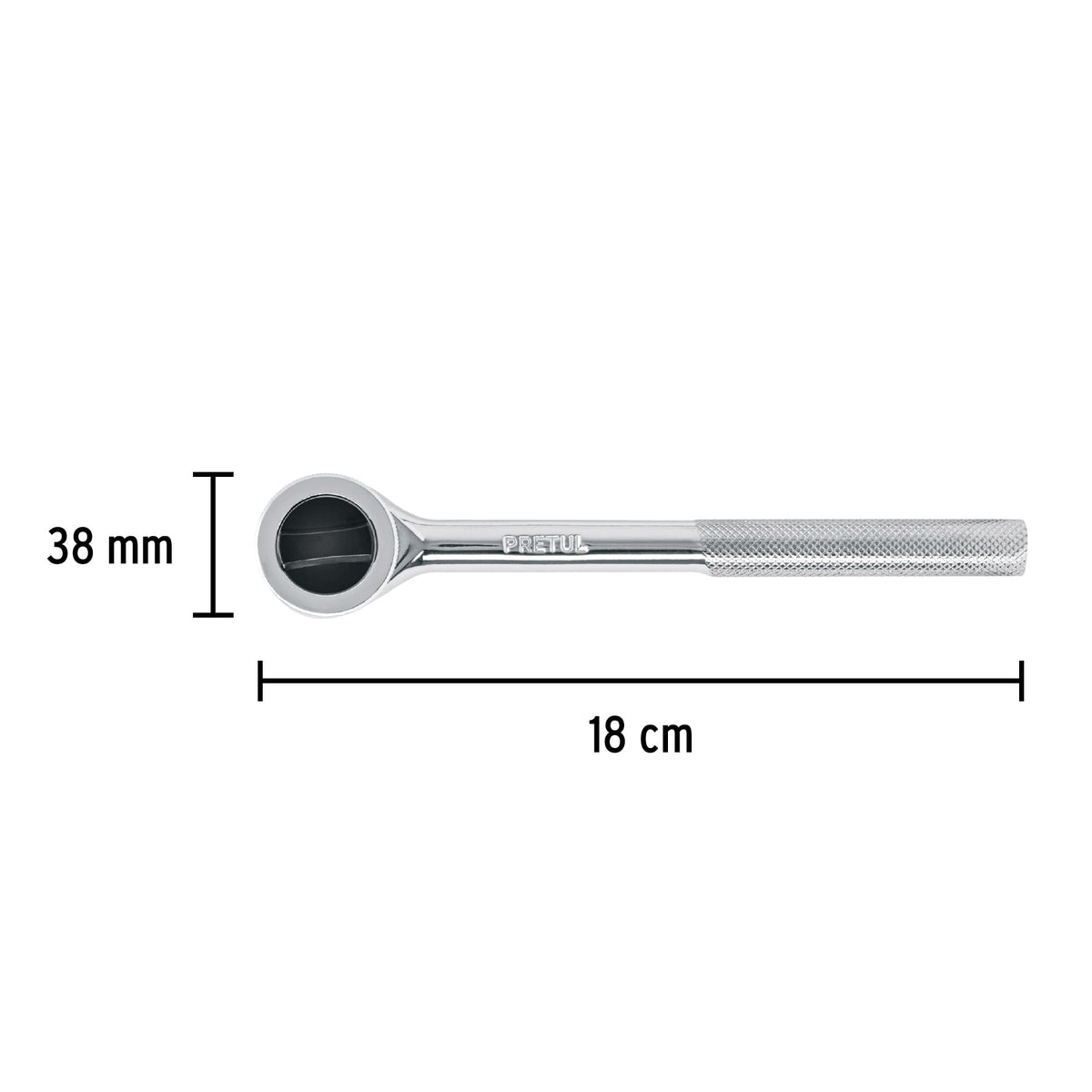 Matraca cuadro 3/8" cabeza redonda con disco Pretul