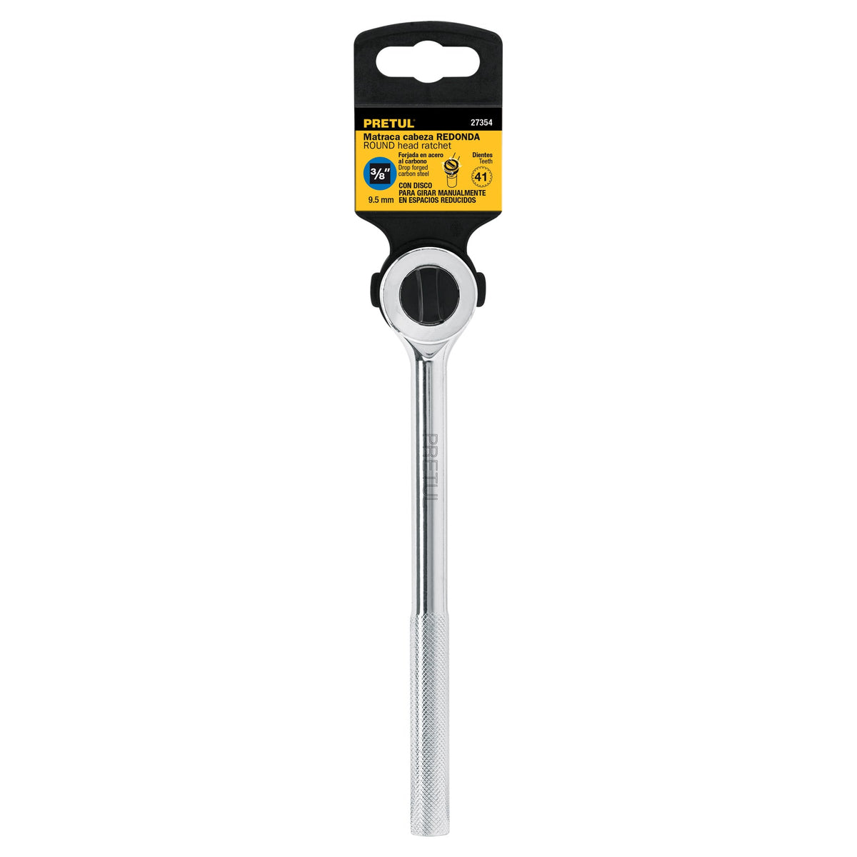 Matraca cuadro 3/8" cabeza redonda con disco Pretul