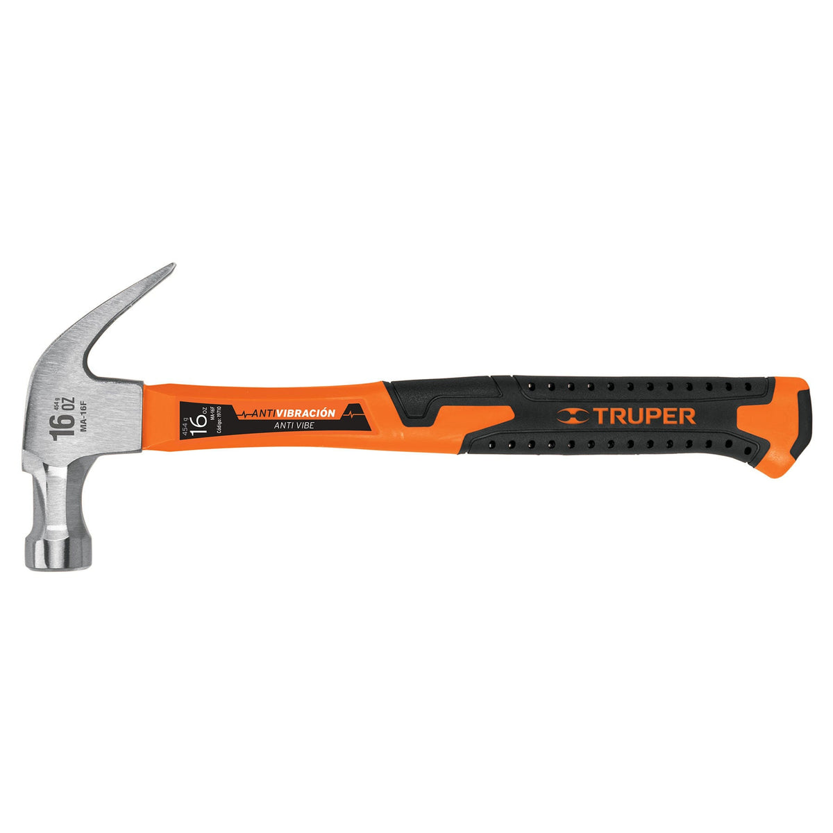 Martillo 16 oz una curva mango fibra de vidrio Truper
