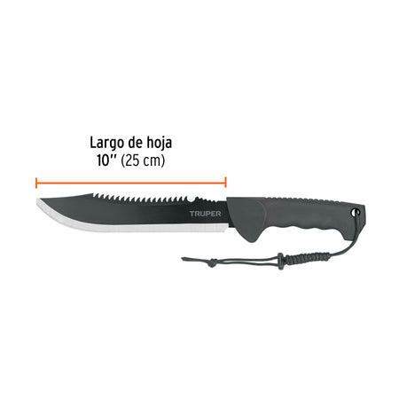 Machete doble filo cacha inyectada con funda TRUPER 10"
