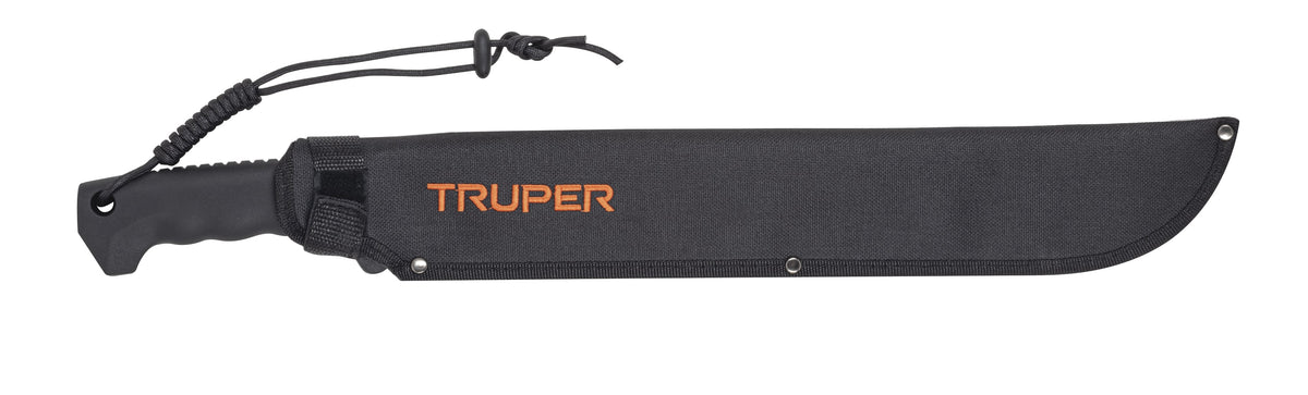 Machete doble filo 14', cacha inyectada, con funda, TRUPER