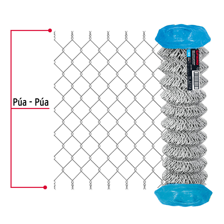 Rollo malla ciclónica cal.12.5, 2x20m, abertura 55mm 51kg