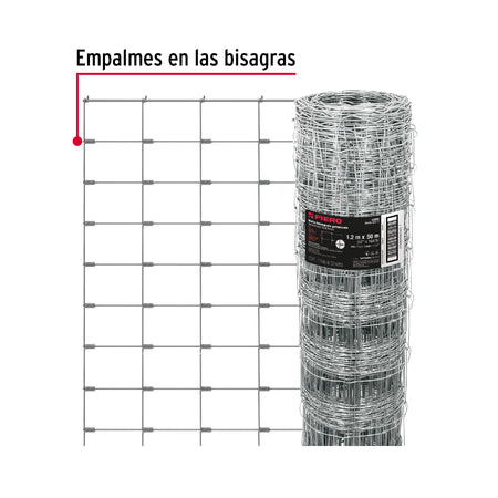 Rollo malla borreguera, 1.2m x 50m acero galvanizado, 26kg