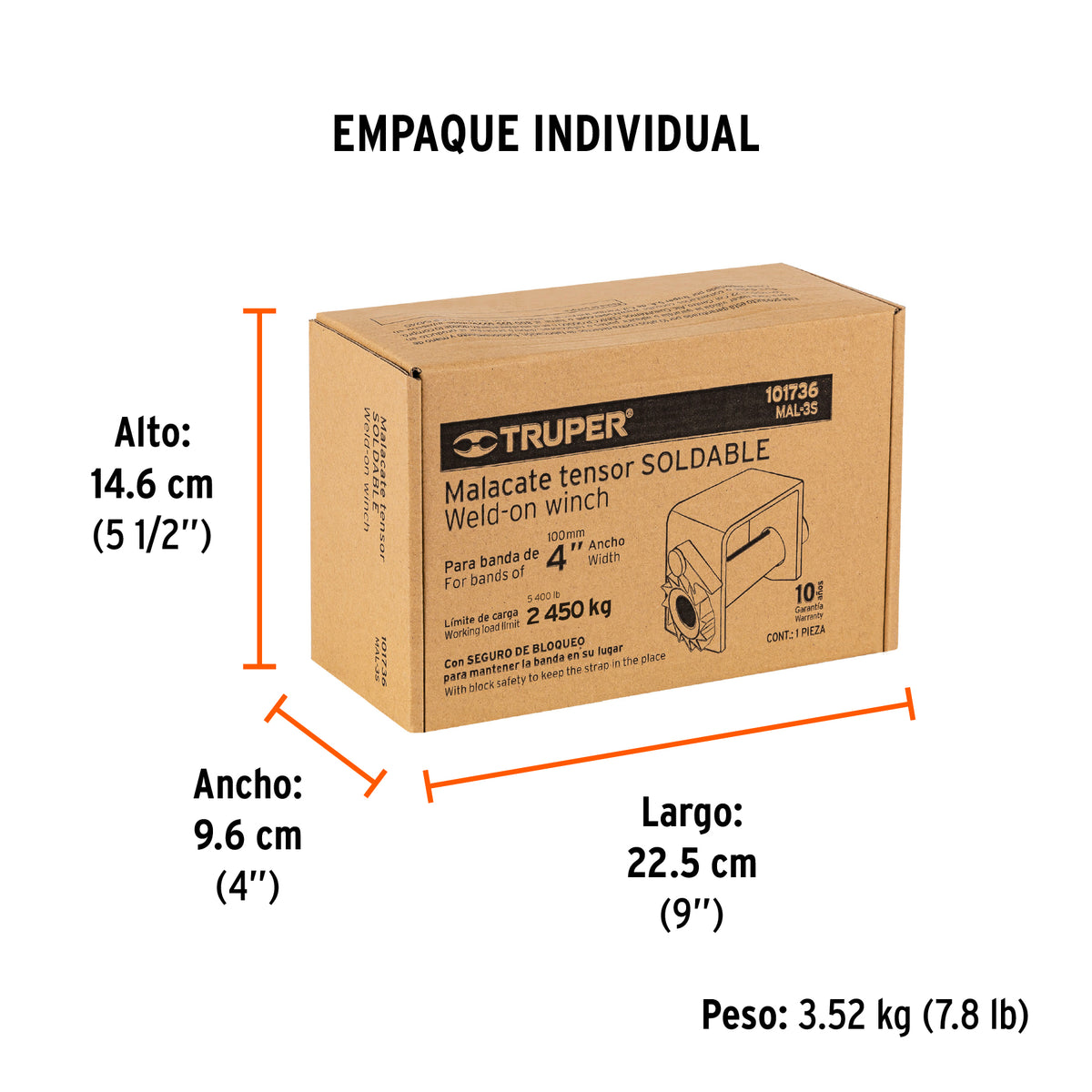 Malacate soldable para banda de 4' ancho, Truper