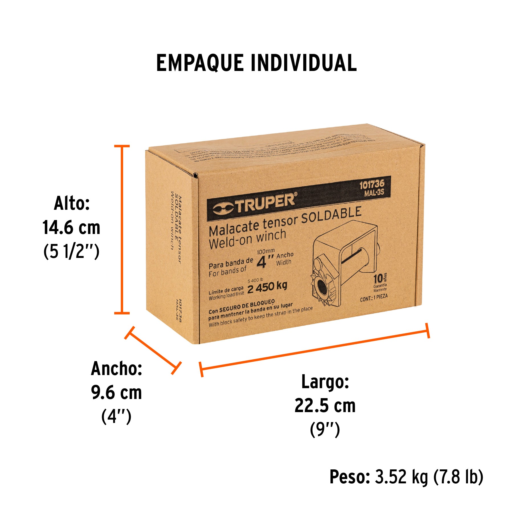 Malacate soldable para banda de 4' ancho, Truper