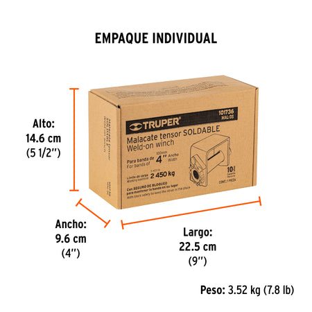 Malacate soldable para banda de 4' ancho, Truper