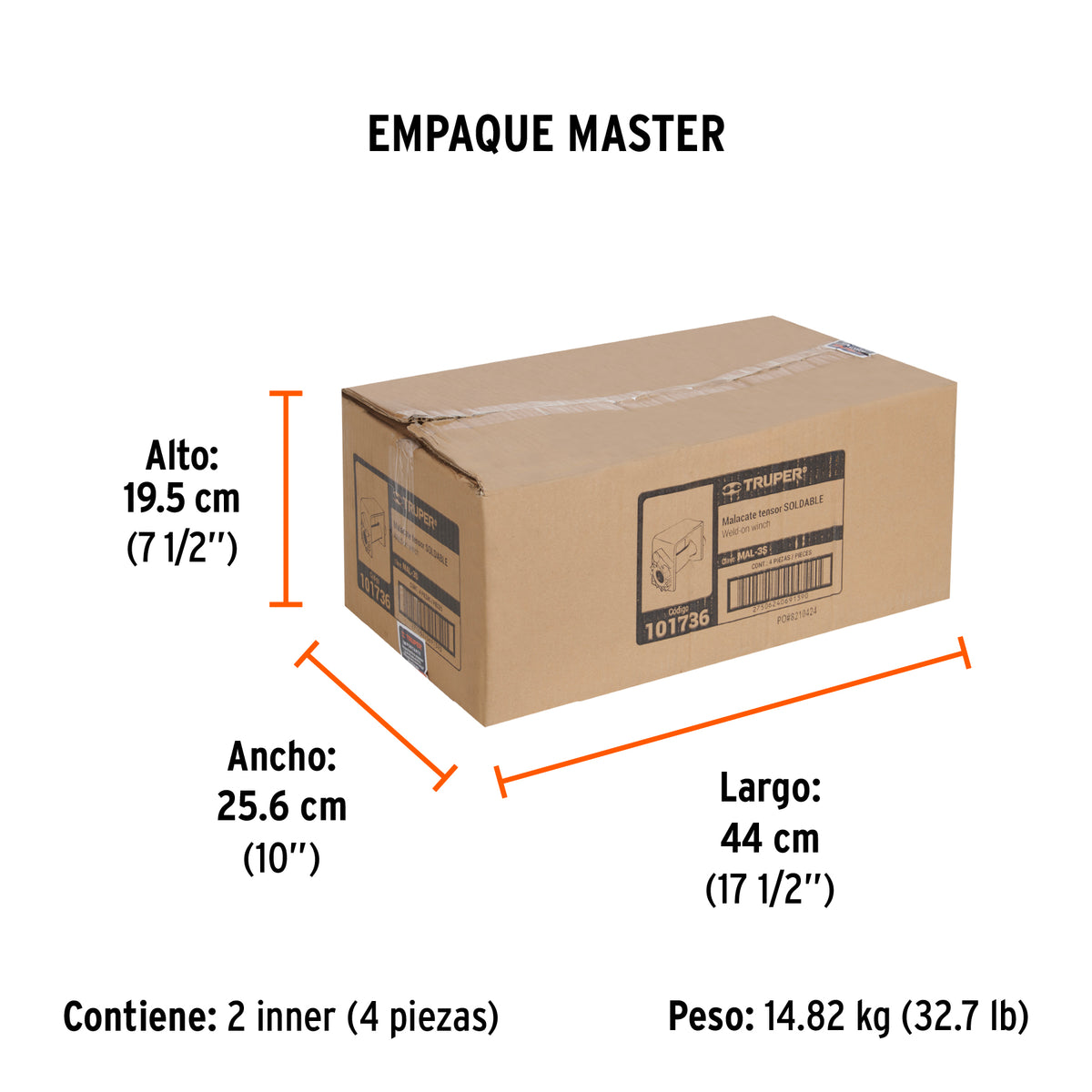 Malacate soldable para banda de 4' ancho, Truper