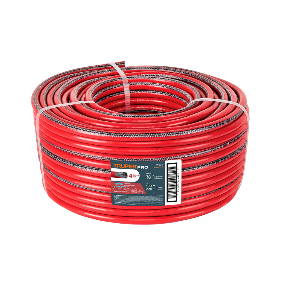 Metro de manguera 1/2' 4 capas en rollo de 100 m, Truper 1/2', 100 m