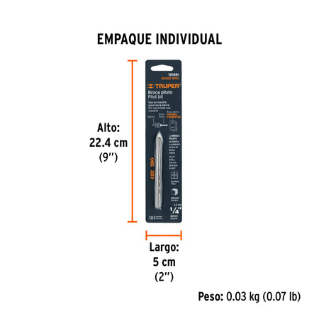 Broca piloto de 1/4" para brocasierras diamante Truper