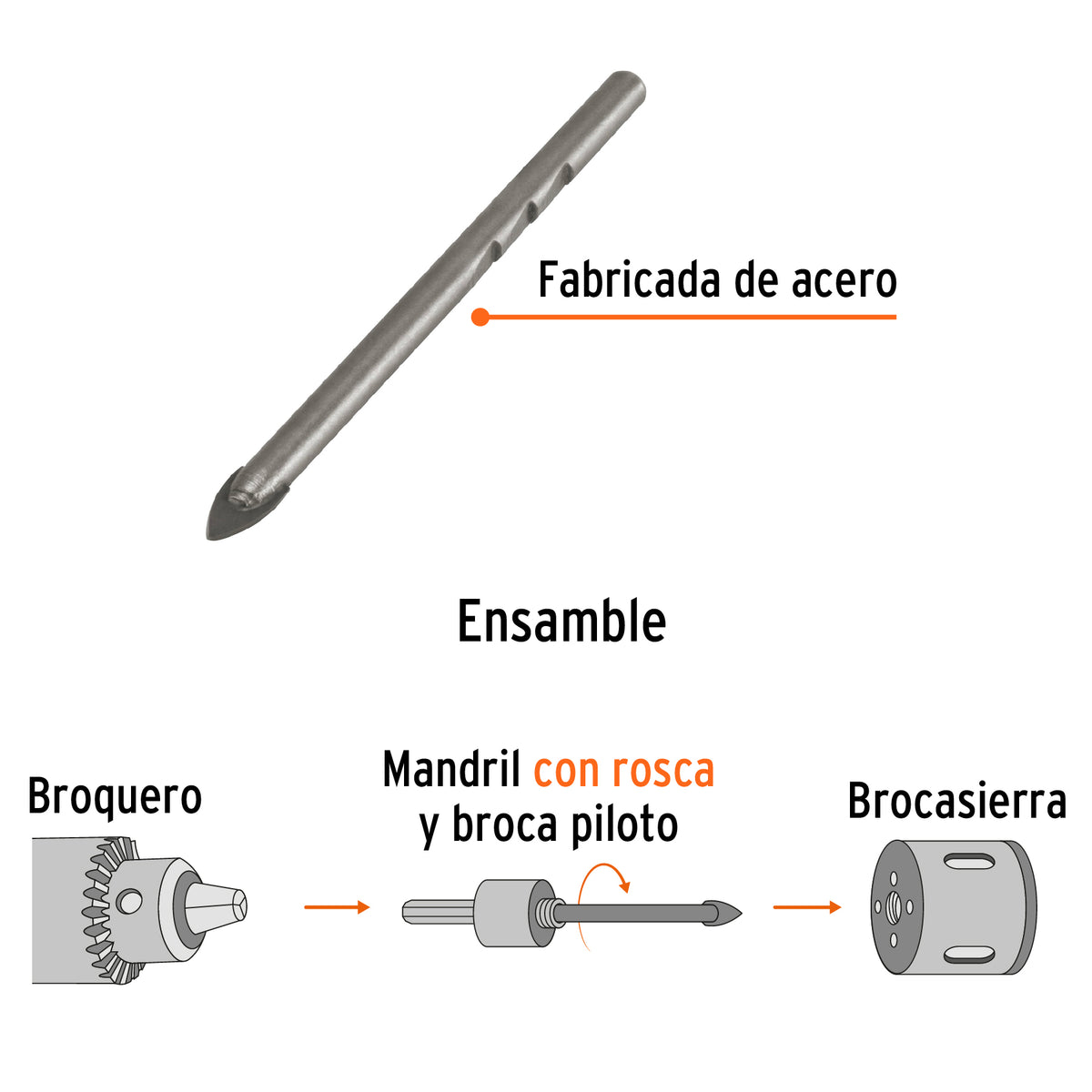 Broca piloto de 1/4" para brocasierras diamante Truper