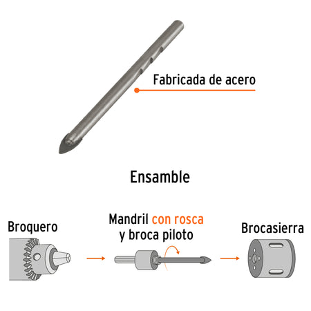 Broca piloto de 1/4" para brocasierras diamante Truper