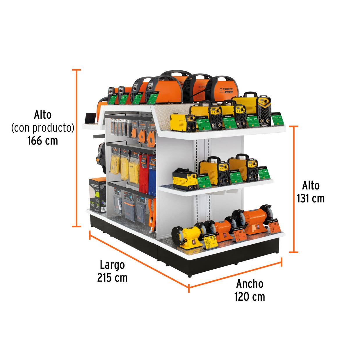 Mueble exhibidor con soldadoras