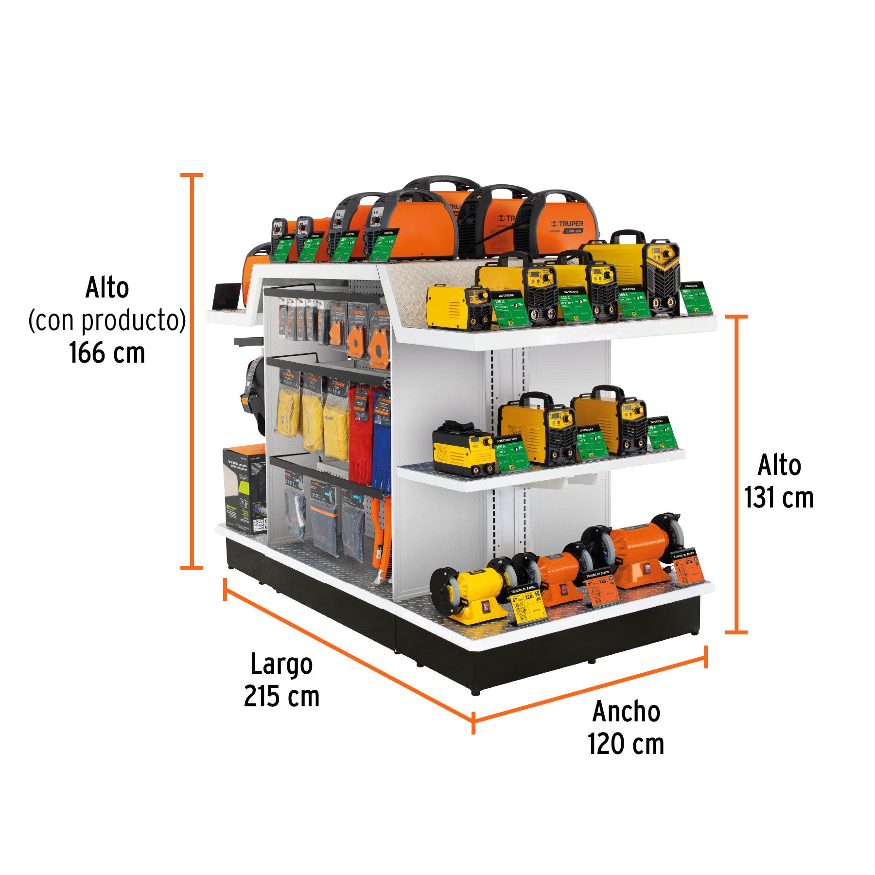 Mueble exhibidor con soldadoras