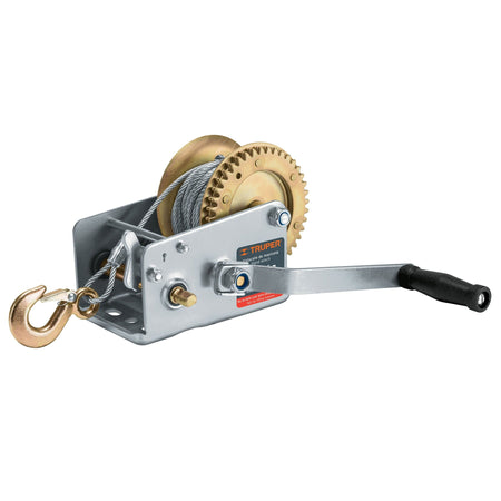 Malacate de manivela con cable Truper 1100 kg