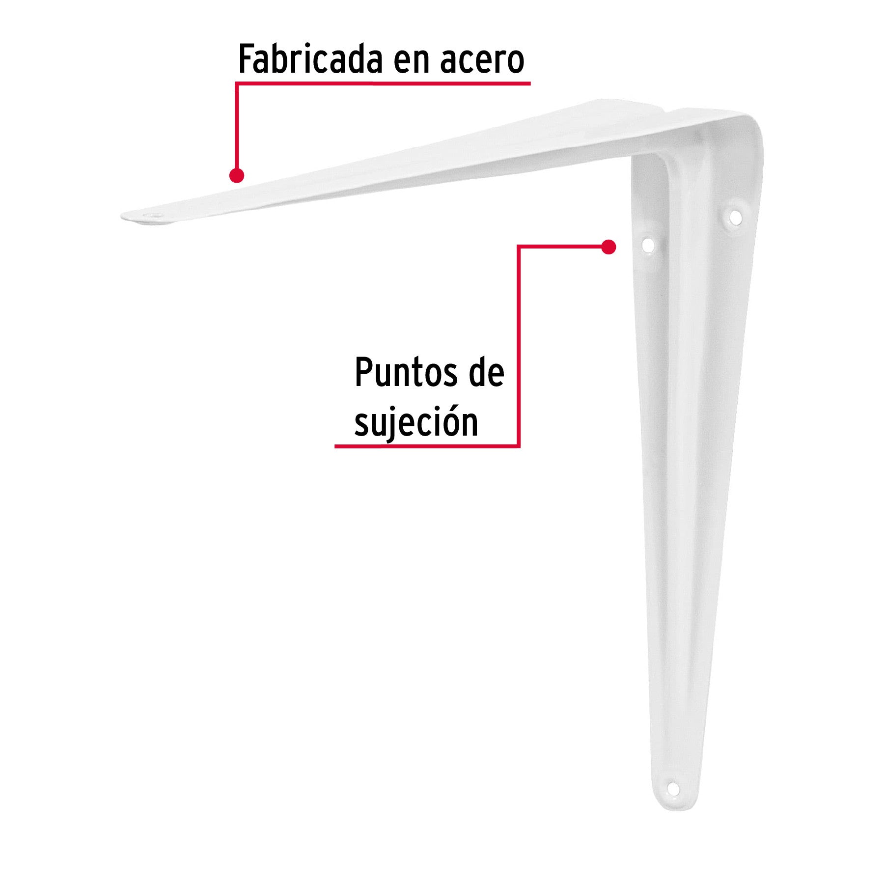 Ménsula de acero blanca 8 x 10', FIERO 8 x 10', blanca