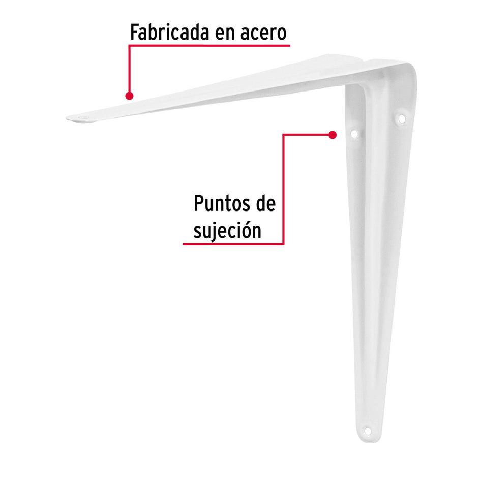 Ménsula de acero blanca 8 x 10', FIERO 8 x 10', blanca