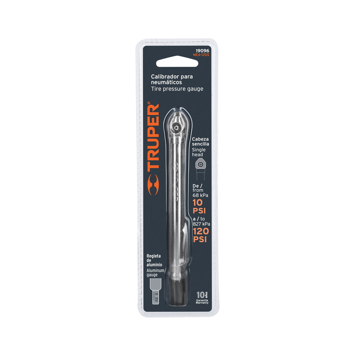 Calibrador de presión 120 psi cabeza sencilla, Truper