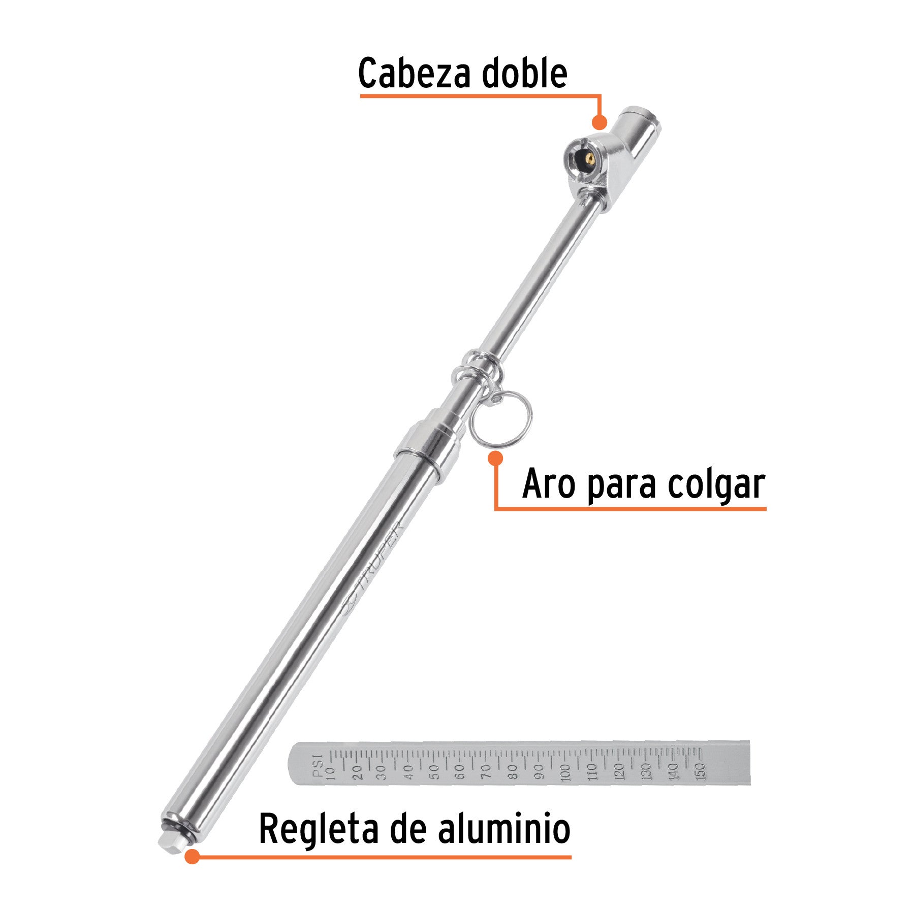 Calibrador de presión 150 psi cabeza doble, uso rudo, Truper