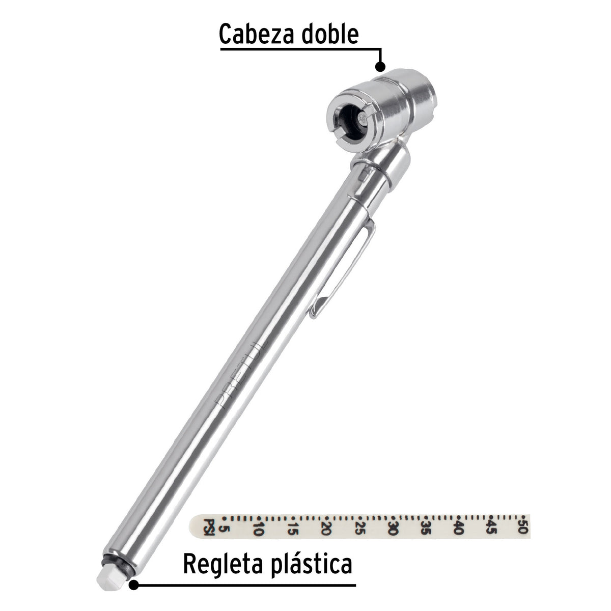 Calibrador de presión 50 psi, cabeza doble, Pretul