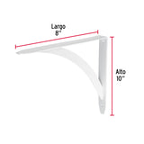 Ménsula reforzada blanca 8 x 10', diseño barra, FIERO 8 x 10', blanca