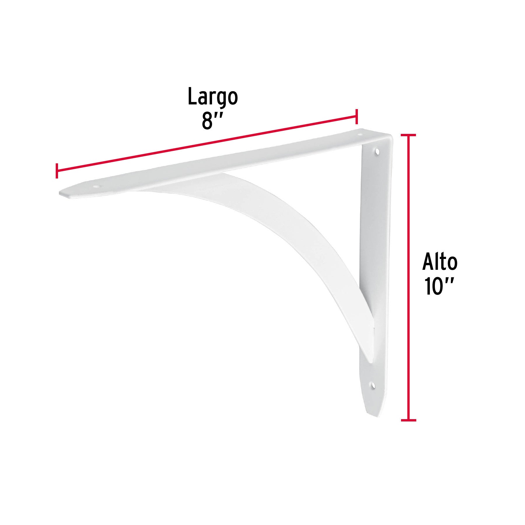 Ménsula reforzada blanca 8 x 10', diseño barra, FIERO 8 x 10', blanca