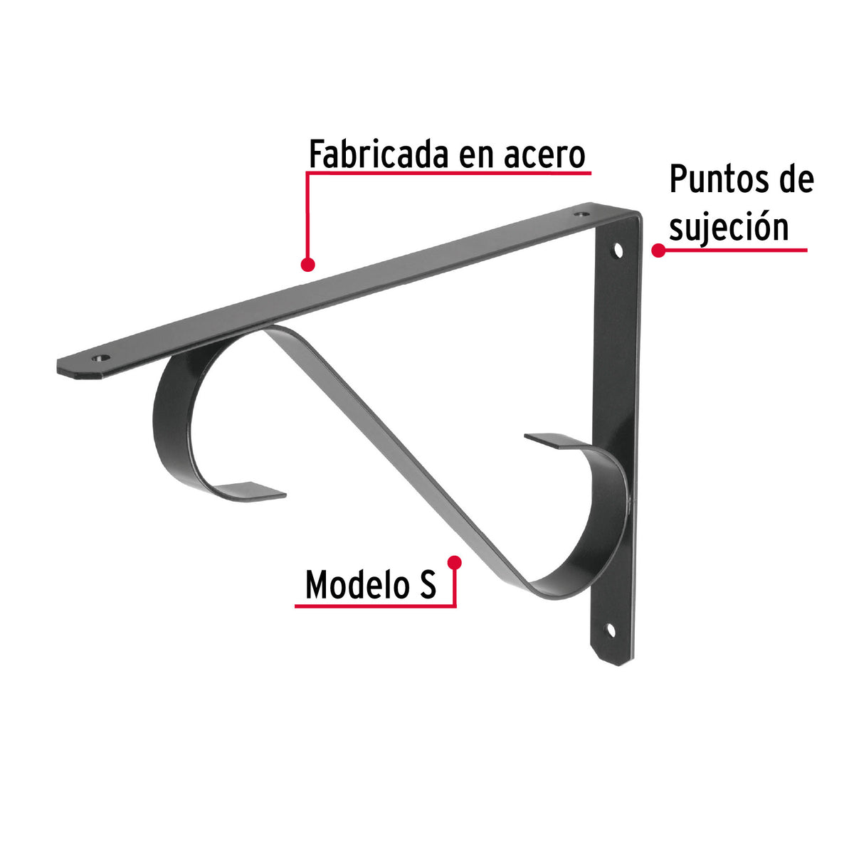 Ménsula reforzada negra 11 x 8', diseño colonial , FIERO