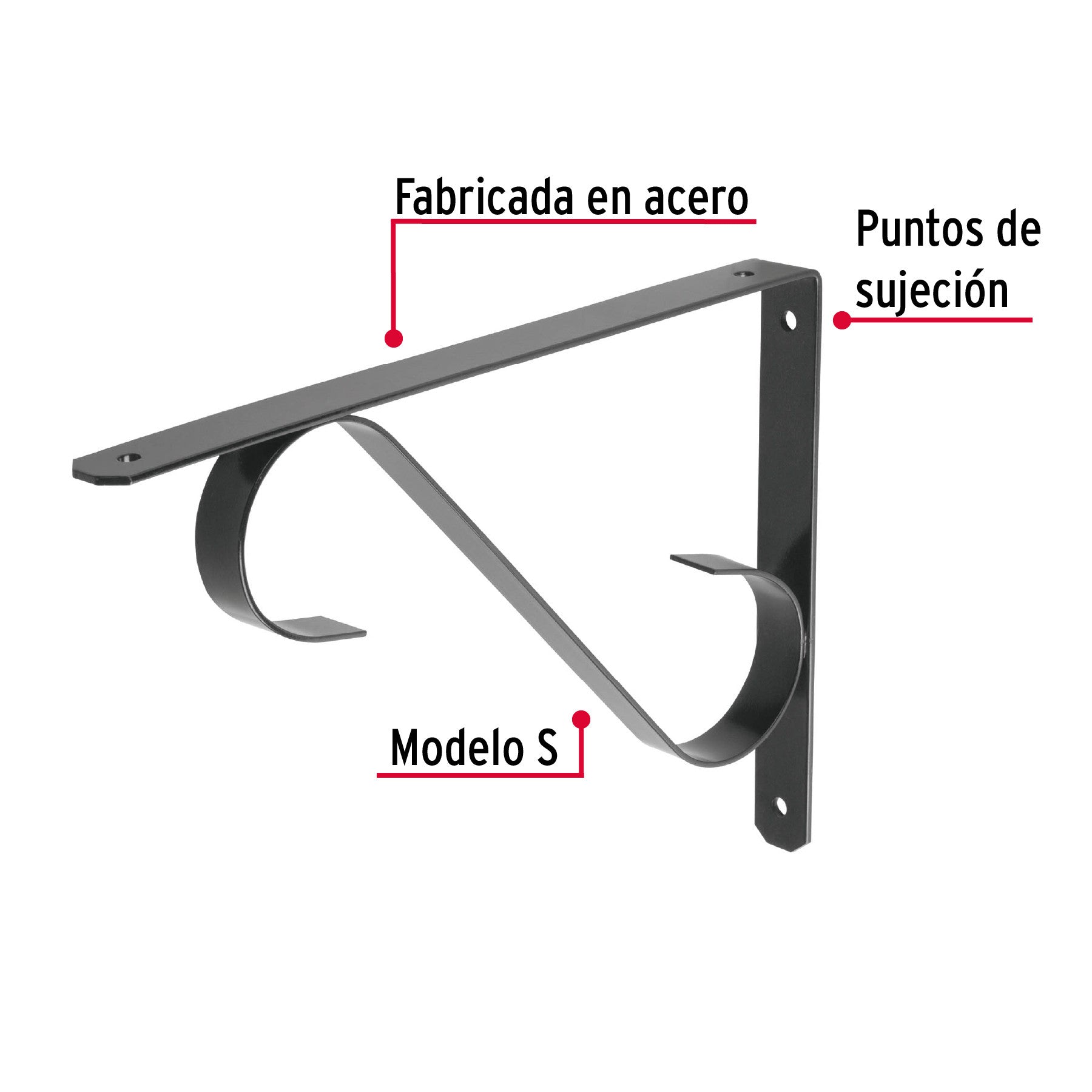 Ménsula reforzada negra 11 x 8', diseño colonial , FIERO