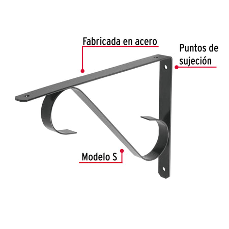 Ménsula reforzada negra 11 x 8', diseño colonial , FIERO