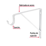 Ménsula reforzada blanca 11 x 12', con gancho, FIERO 11 x 12', blanca
