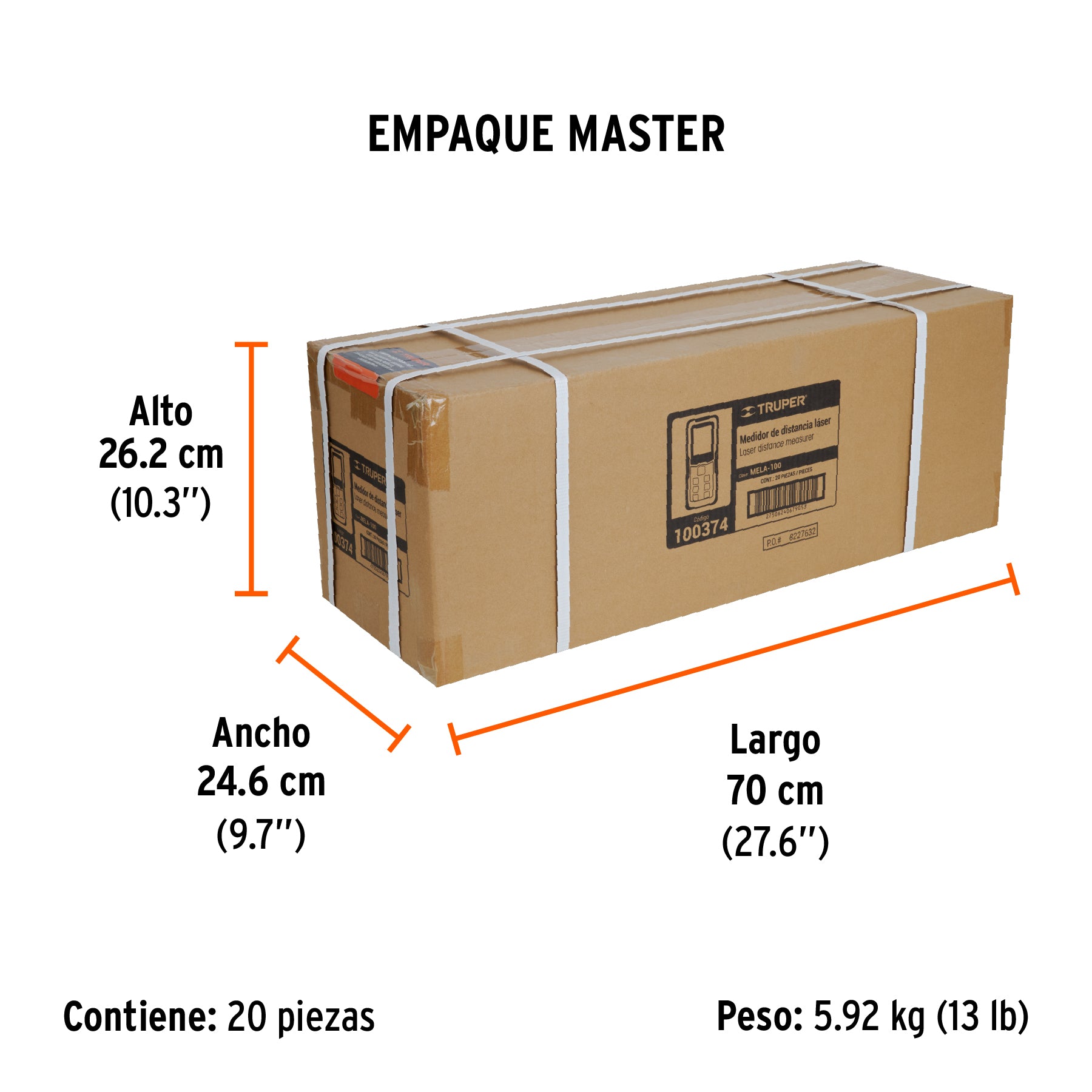 Medidor laser de distancia de 0.05 m a 100 m Truper