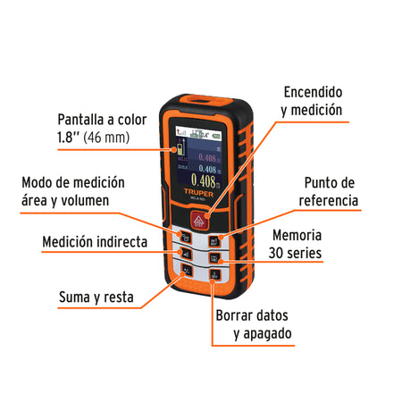 Medidor laser de distancia de 0.05 m a 100 m Truper