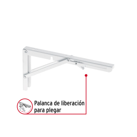 Ménsula plegable de acero blanca 6' x 12', FIERO 6', 12', blanca