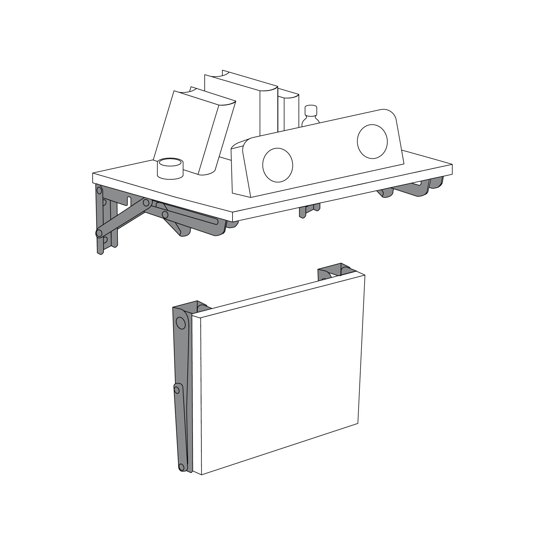 Ménsula plegable de acero blanca 6' x 12', FIERO 6', 12', blanca