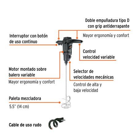 Mezcladora electrica 1500W TRUPER INDUSTRIAL